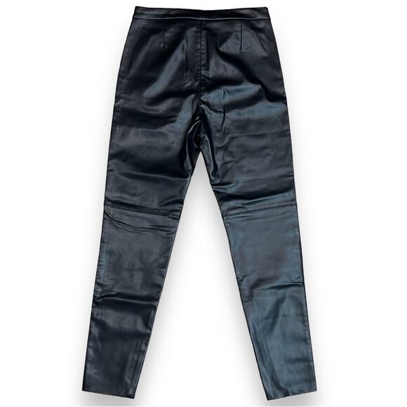 Zara Women's Black Faux Textured Leather Zip Ankle Legging Hi-Rise Size M - Picture 2 of 7